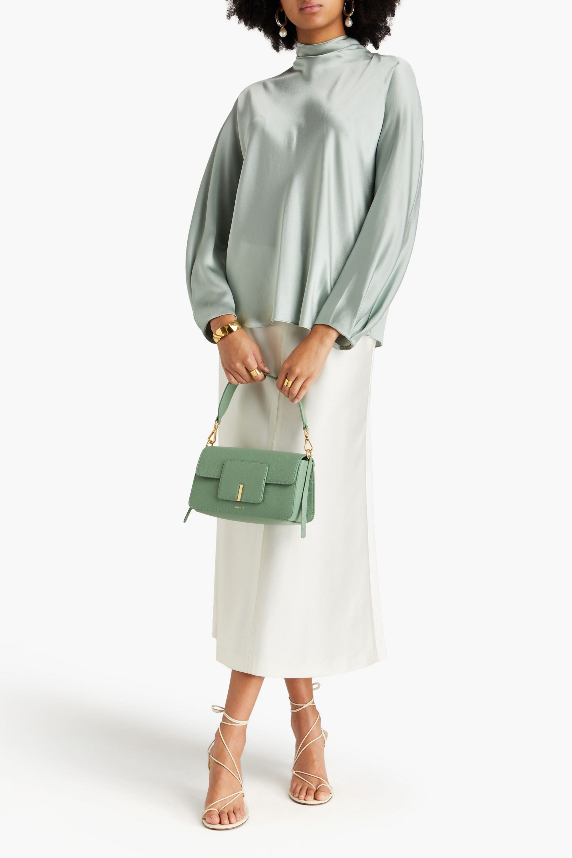 Vince Silk-satin crepe turtleneck top
