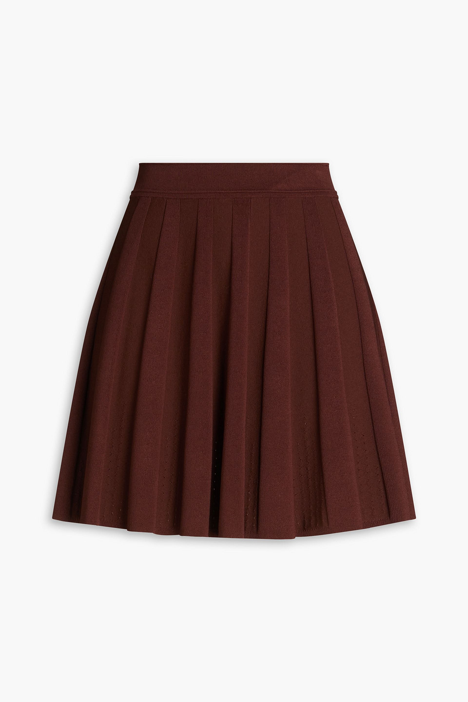 Sandro Ribbed-knit Mini Skirt In Brown