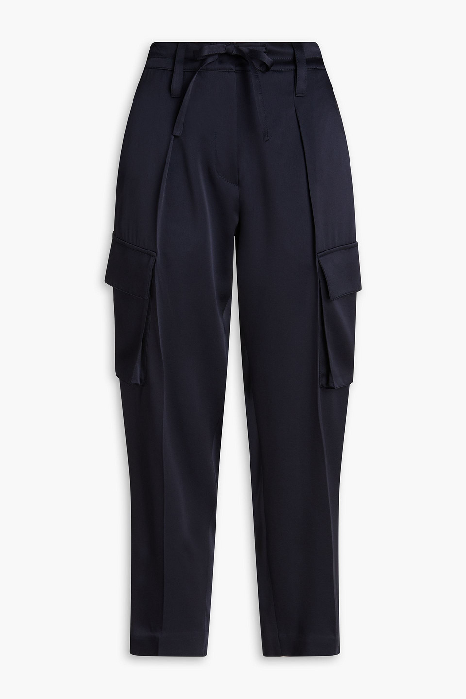 Cropped bead-embellished satin-crepe cargo pants
