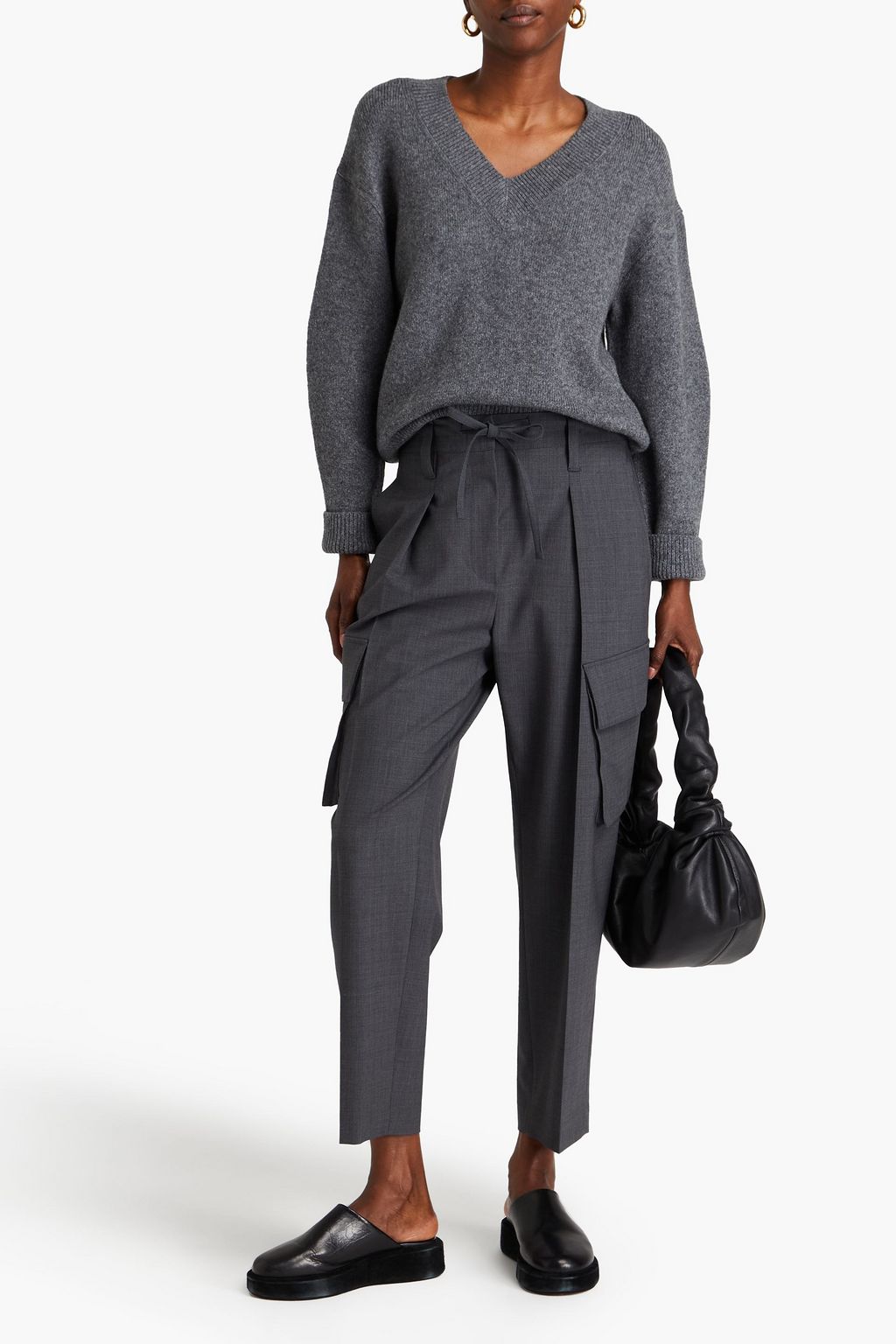 BRUNELLO CUCINELLI Pleated wool-blend crepe cargo pants