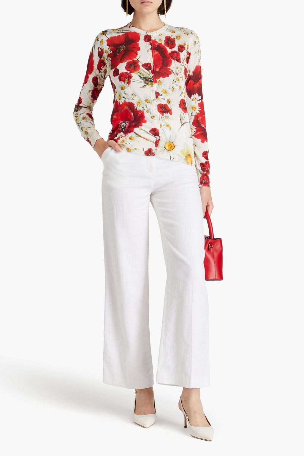 DOLCE&GABBANA Cardigan aus Seide mit floralem Print