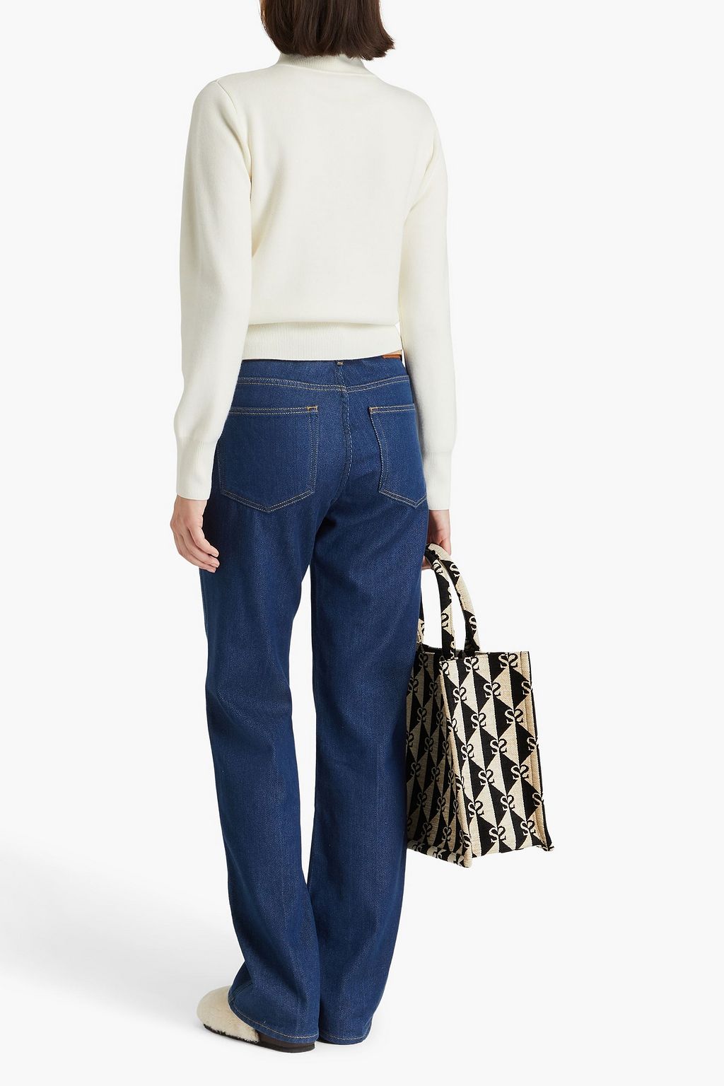 SANDRO Embroidered ribbed-knit turtleneck sweater