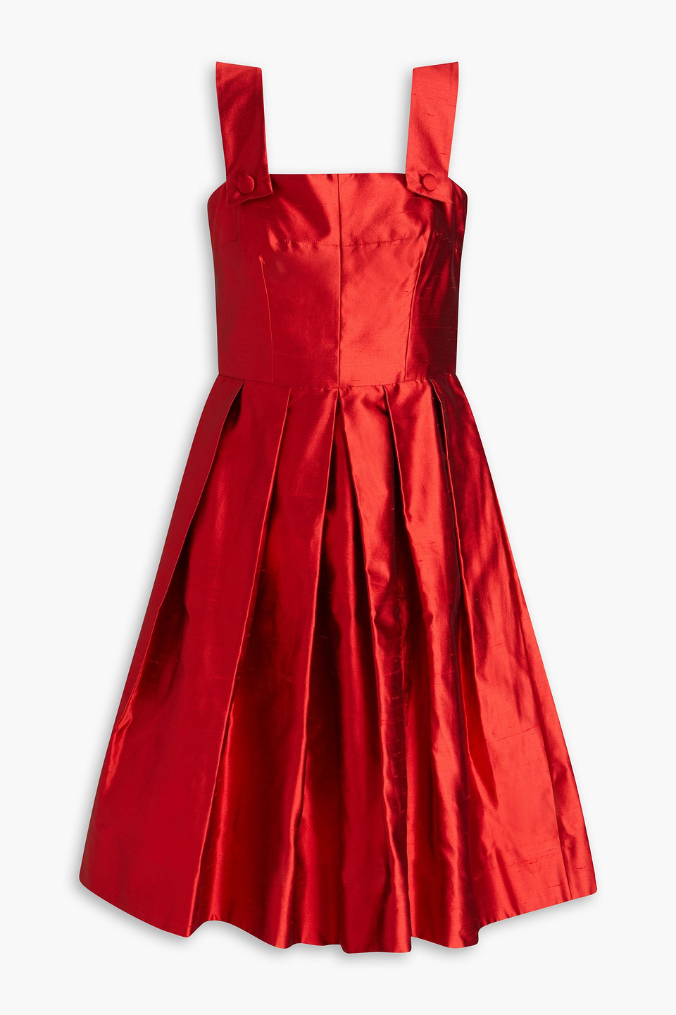 Dolce & Gabbana Pleated Silk-shantung Dress In Red