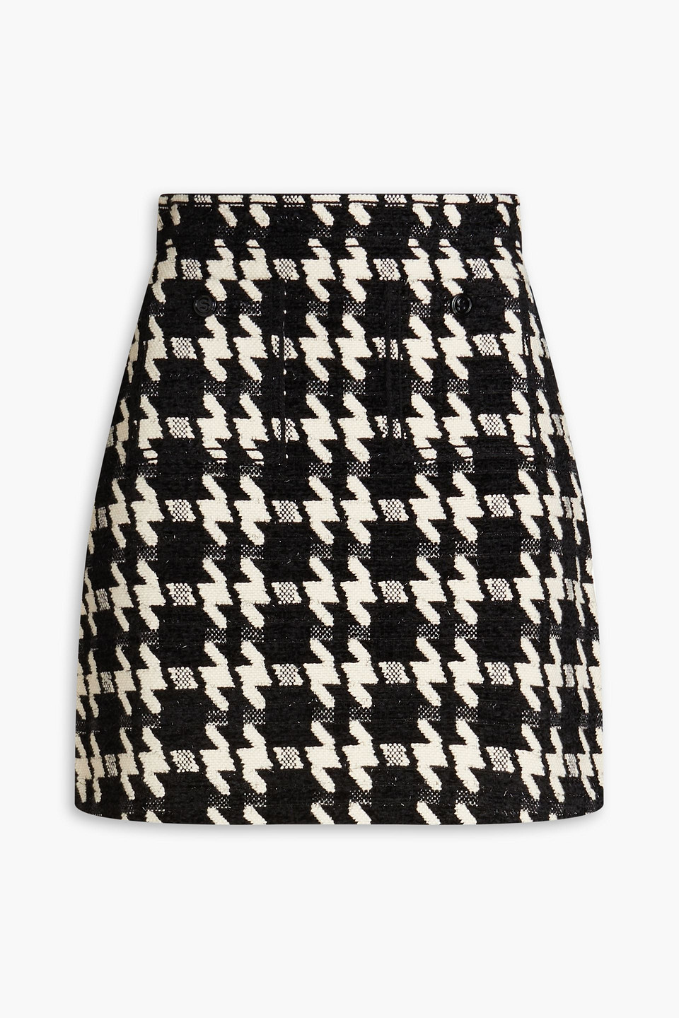 Sandro Houndstooth Cotton-blend Tinsel Mini Skirt In Black