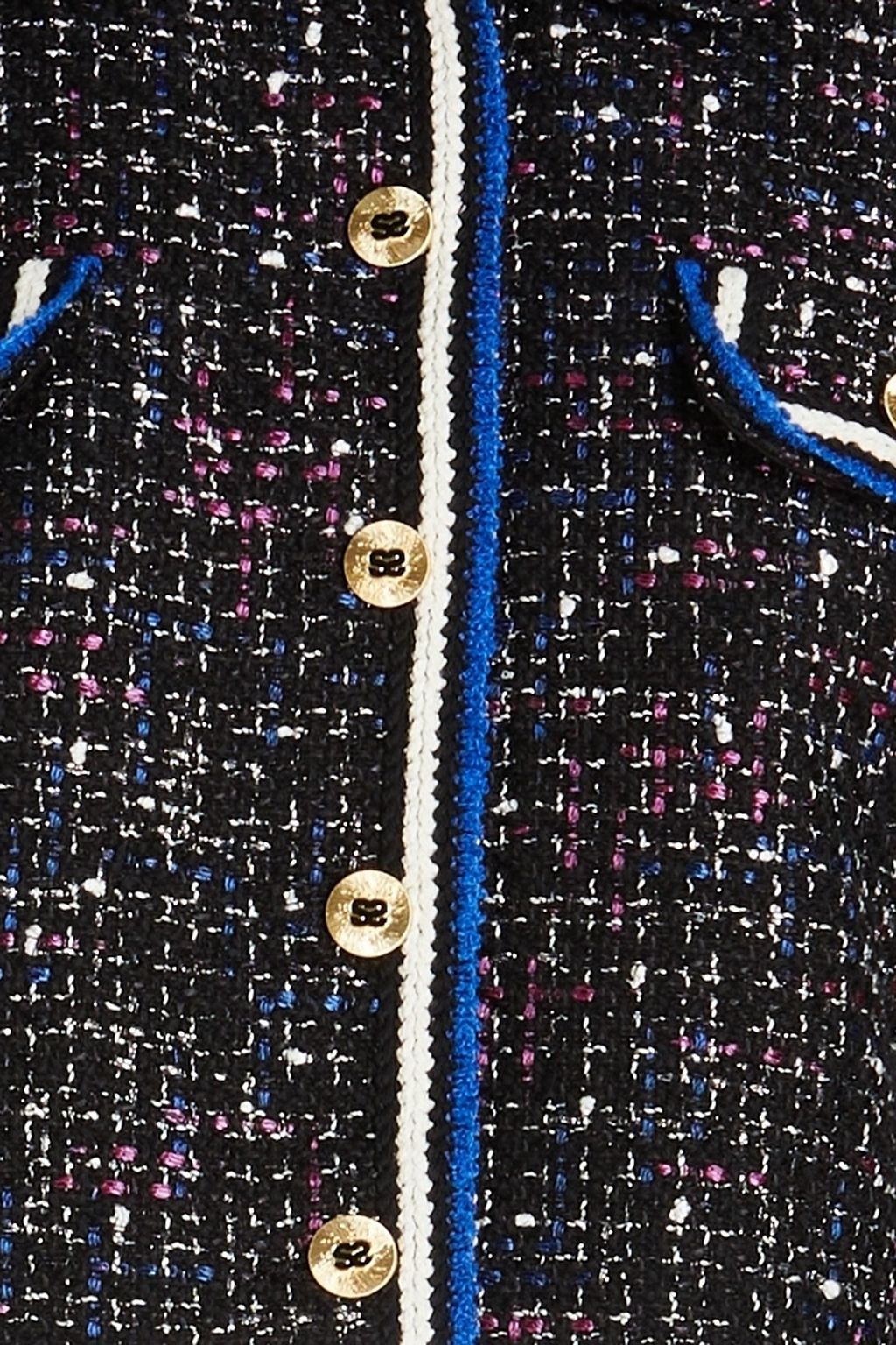 SANDRO クロップド コットン混ツイード ジャケット メタリック