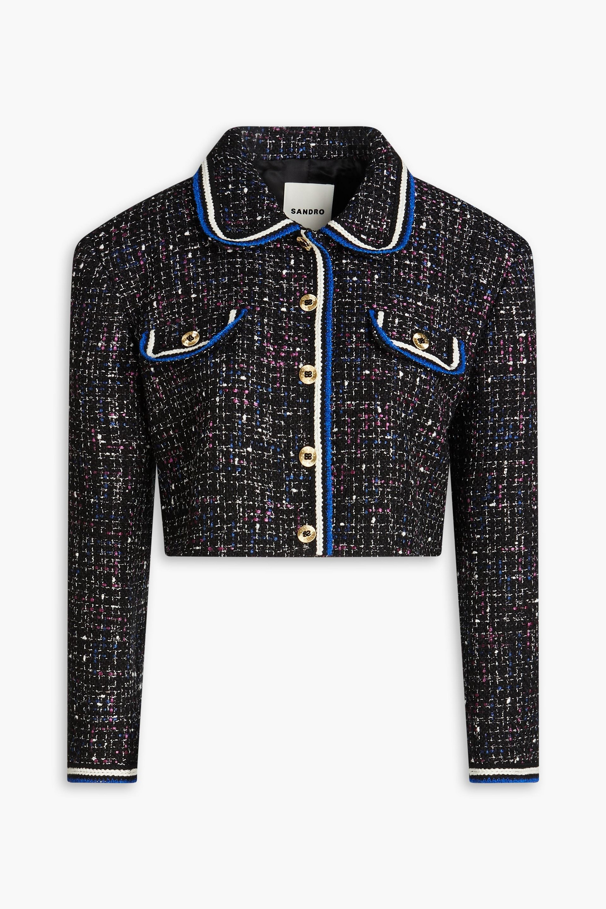SANDRO - Cropped metallic cotton-blend tweed jacket | Plush