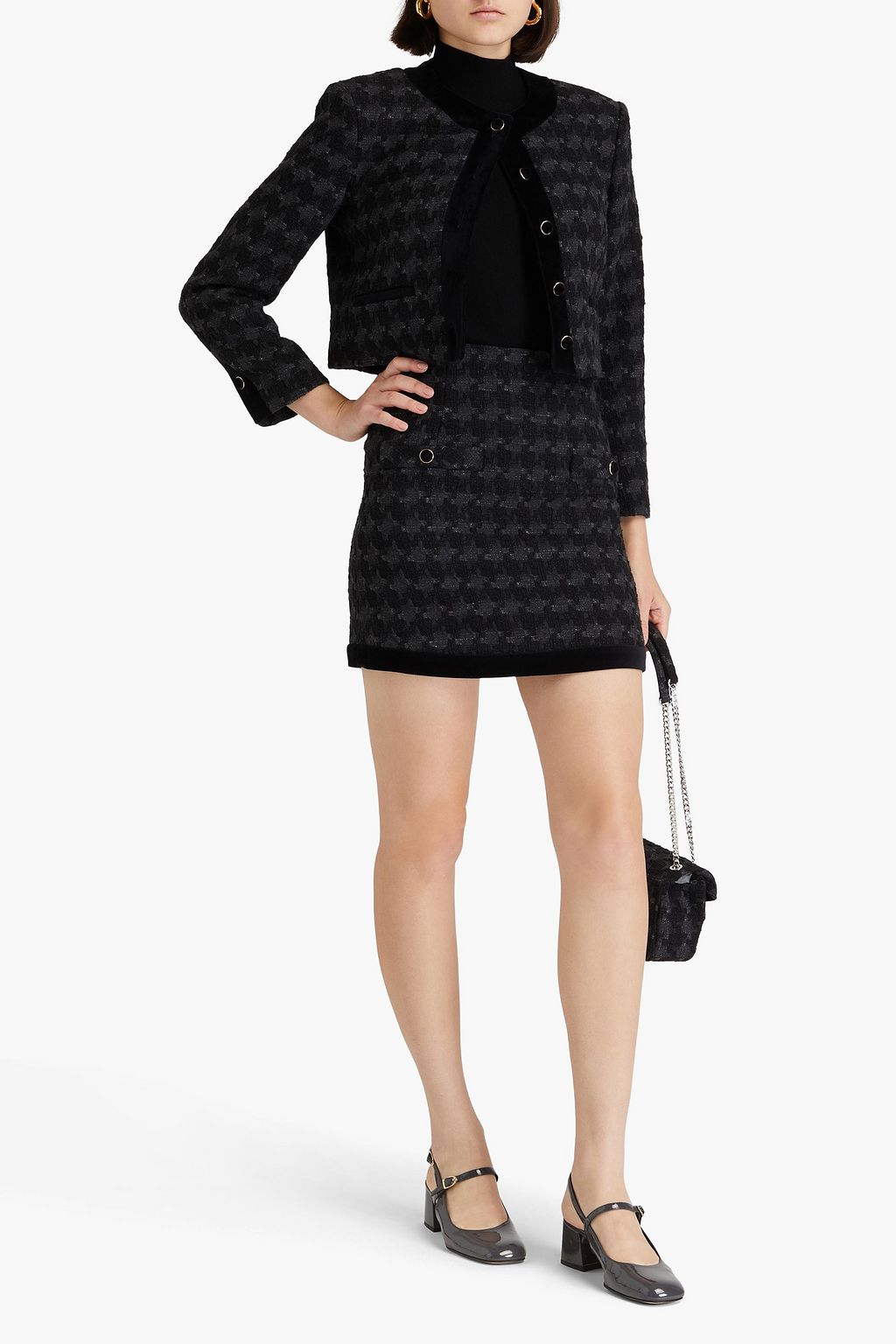 SANDRO Cotton-blend tweed mini skirt
