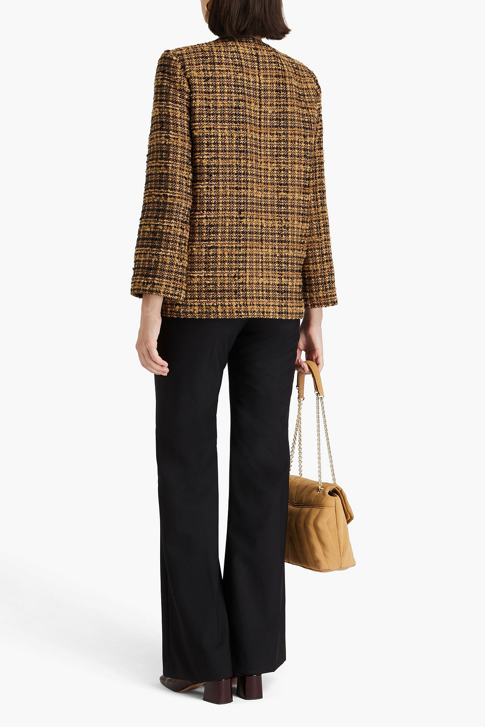 Sandro Cotton-blend Bouclé-tweed Jacket In Camel