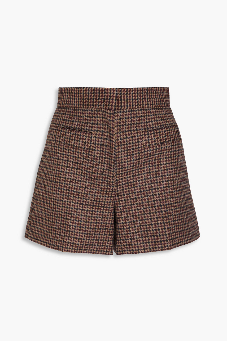 Sandro Houndstooth Wool-blend Felt Shorts In Brown