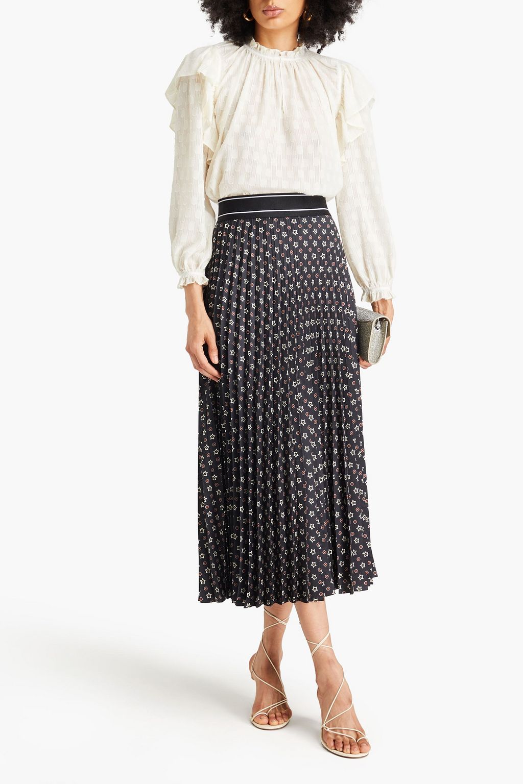 SANDRO Bluse mit Fil Coupé und Rüschen