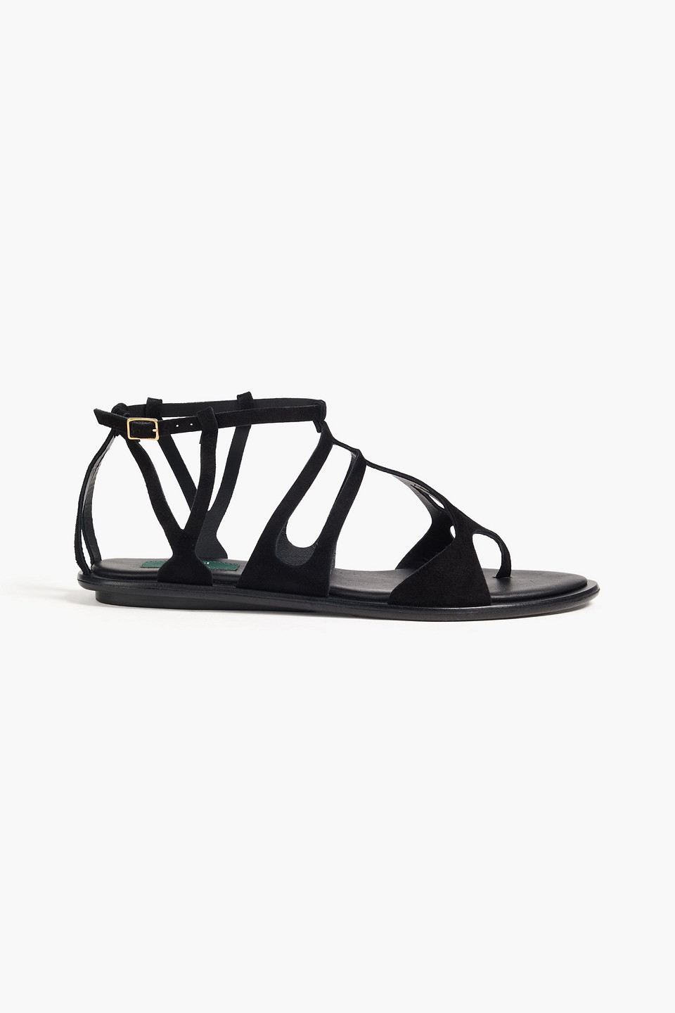 Laser-cut suede sandals