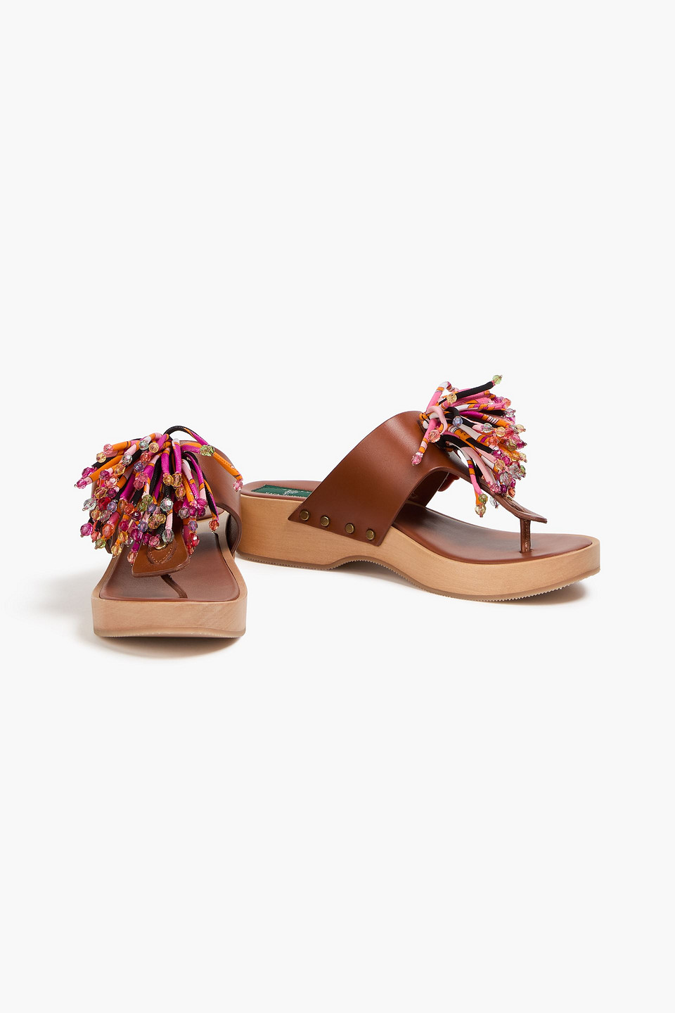 Pucci Leather Mules In Light Brown
