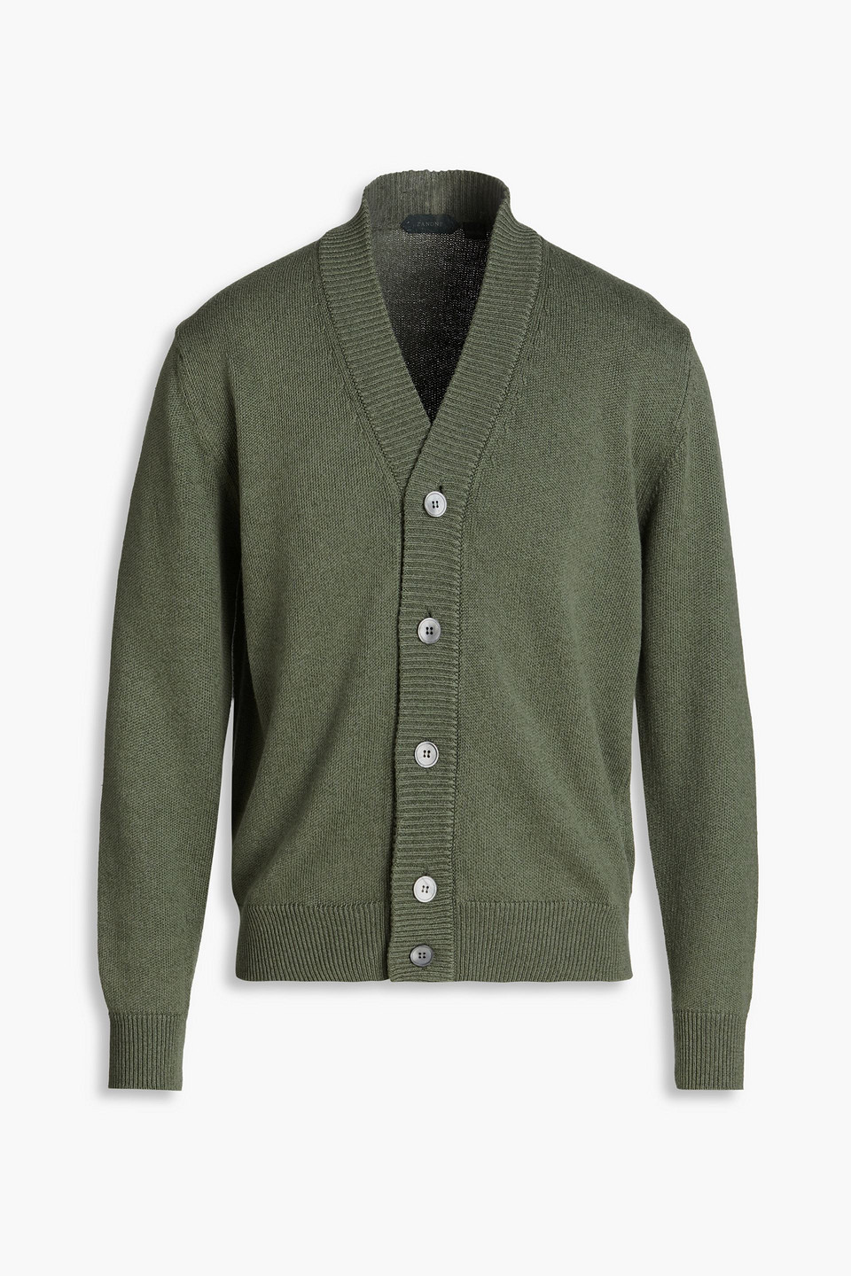 Slowear Zanone Linen And Cotton-blend Cardigan In Army Green