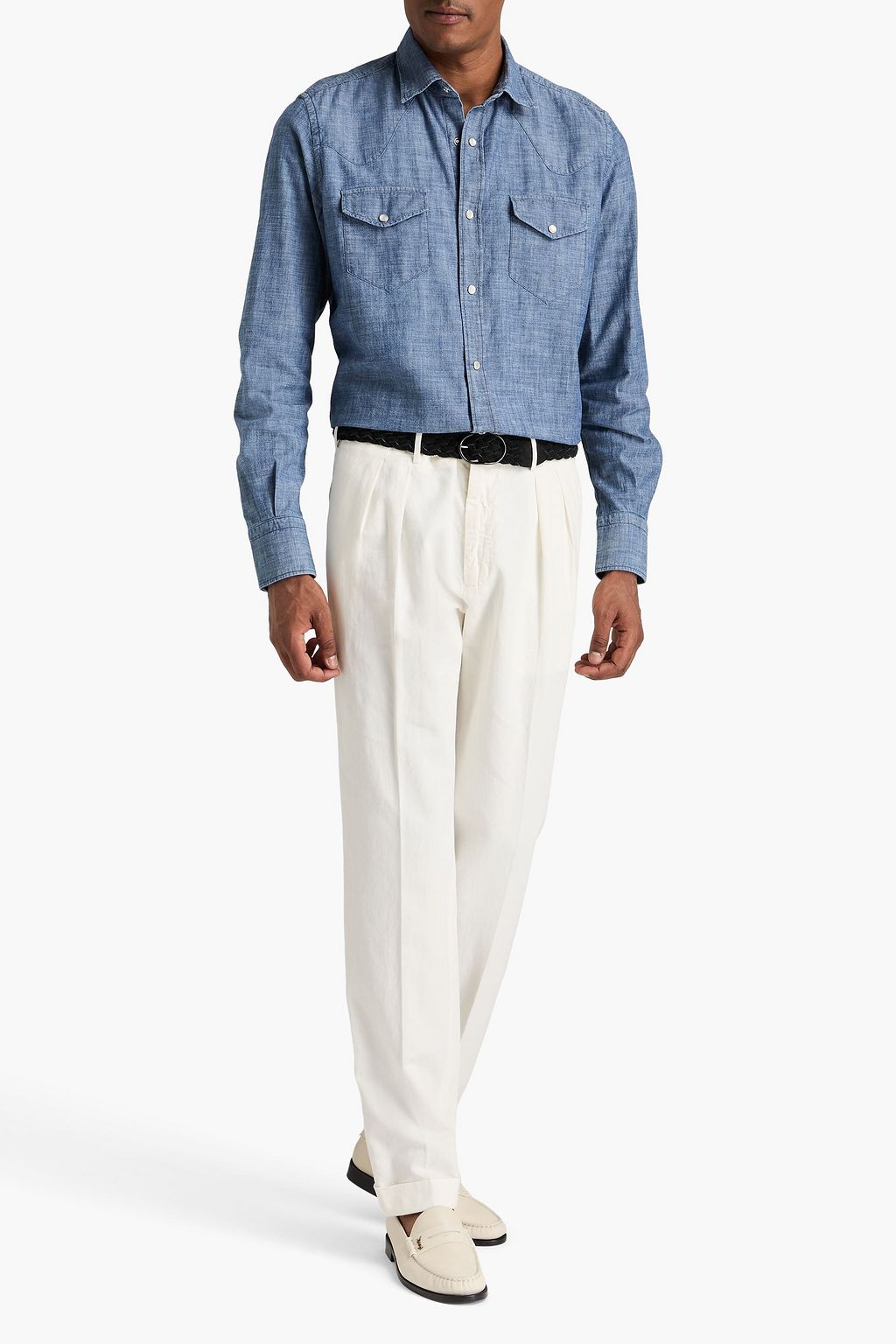 SLOWEAR قميص Glanshirt من قطن شامبراي