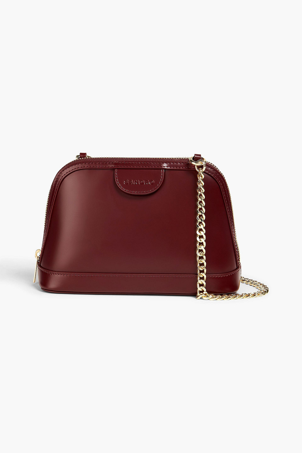 Sandro Leather Cross-body Bag In Burgundy