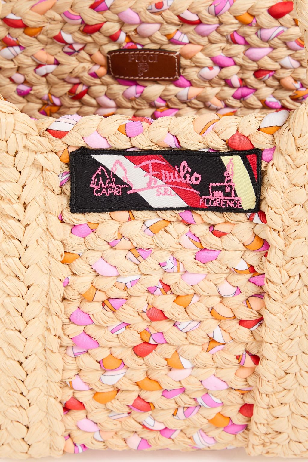 PUCCI Woven raffia and jersey tote