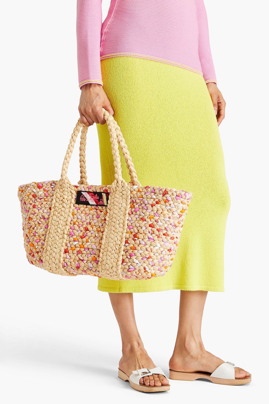PUCCI Woven raffia and jersey tote
