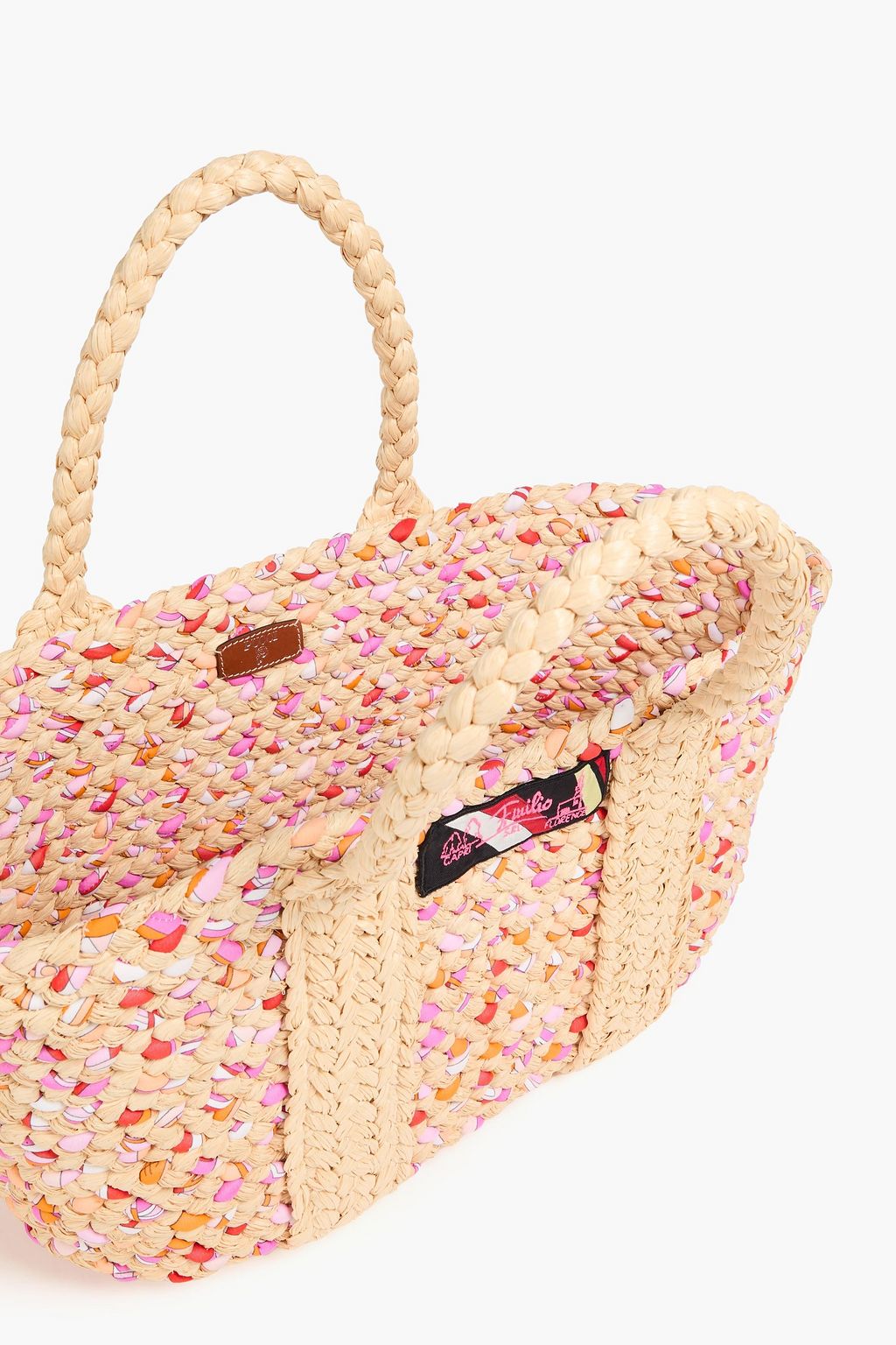 PUCCI Woven raffia and jersey tote
