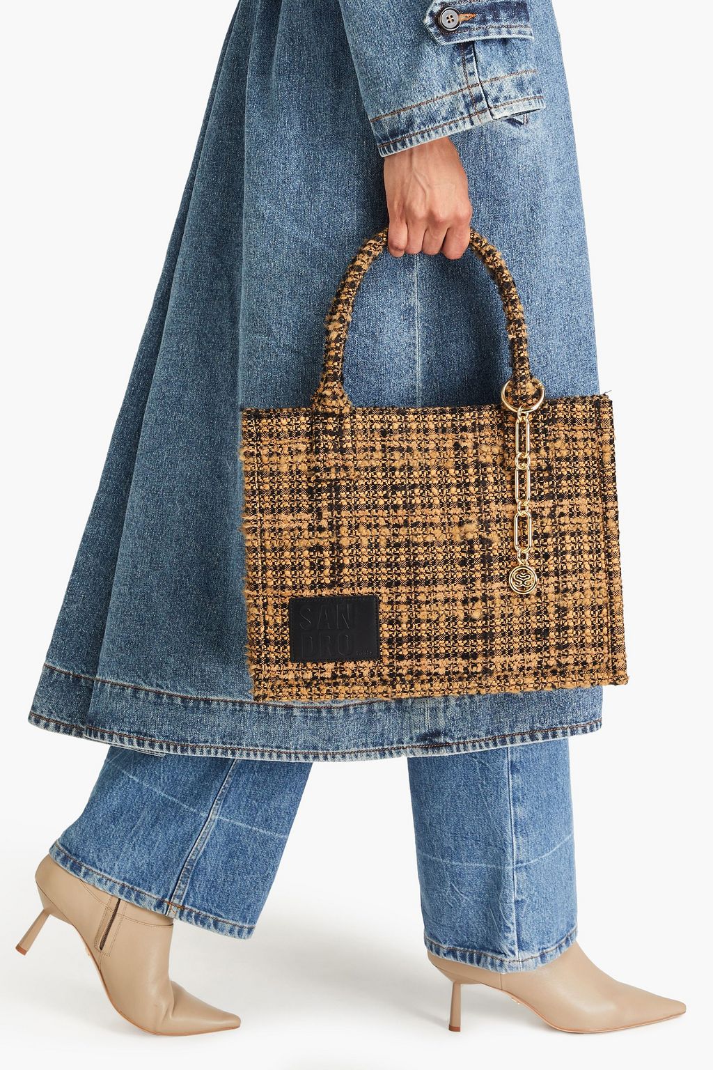 SANDRO Bouclé-tweed tote
