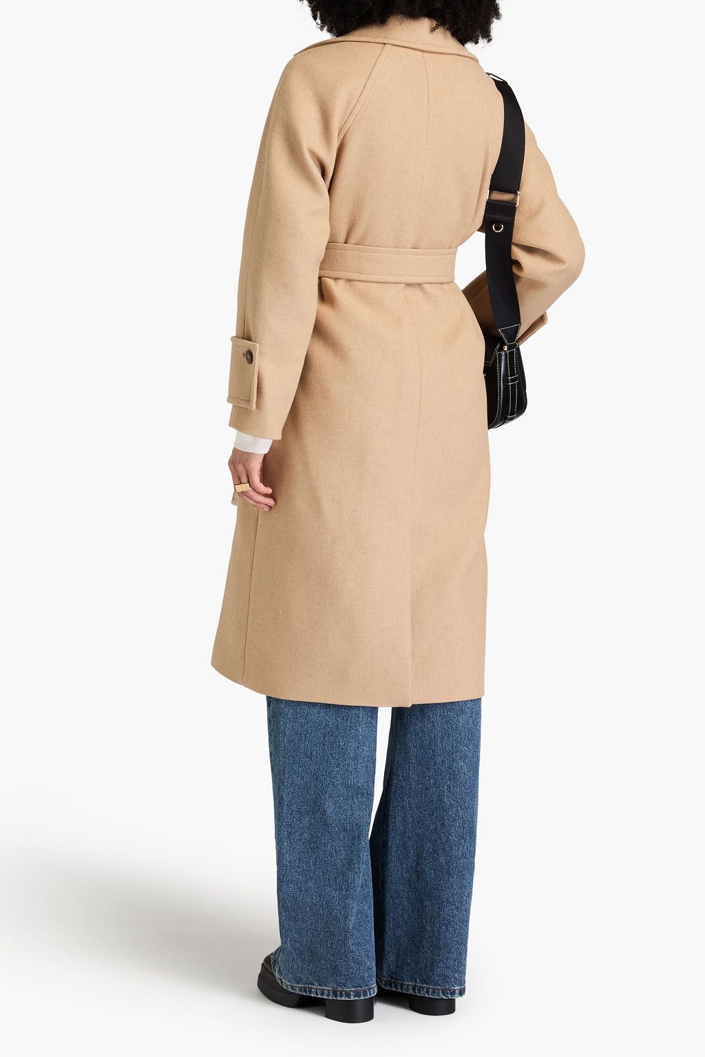 CLAUDIE PIERLOT 더블 브레스티드 울 혼방 트윌 벨티드 코트