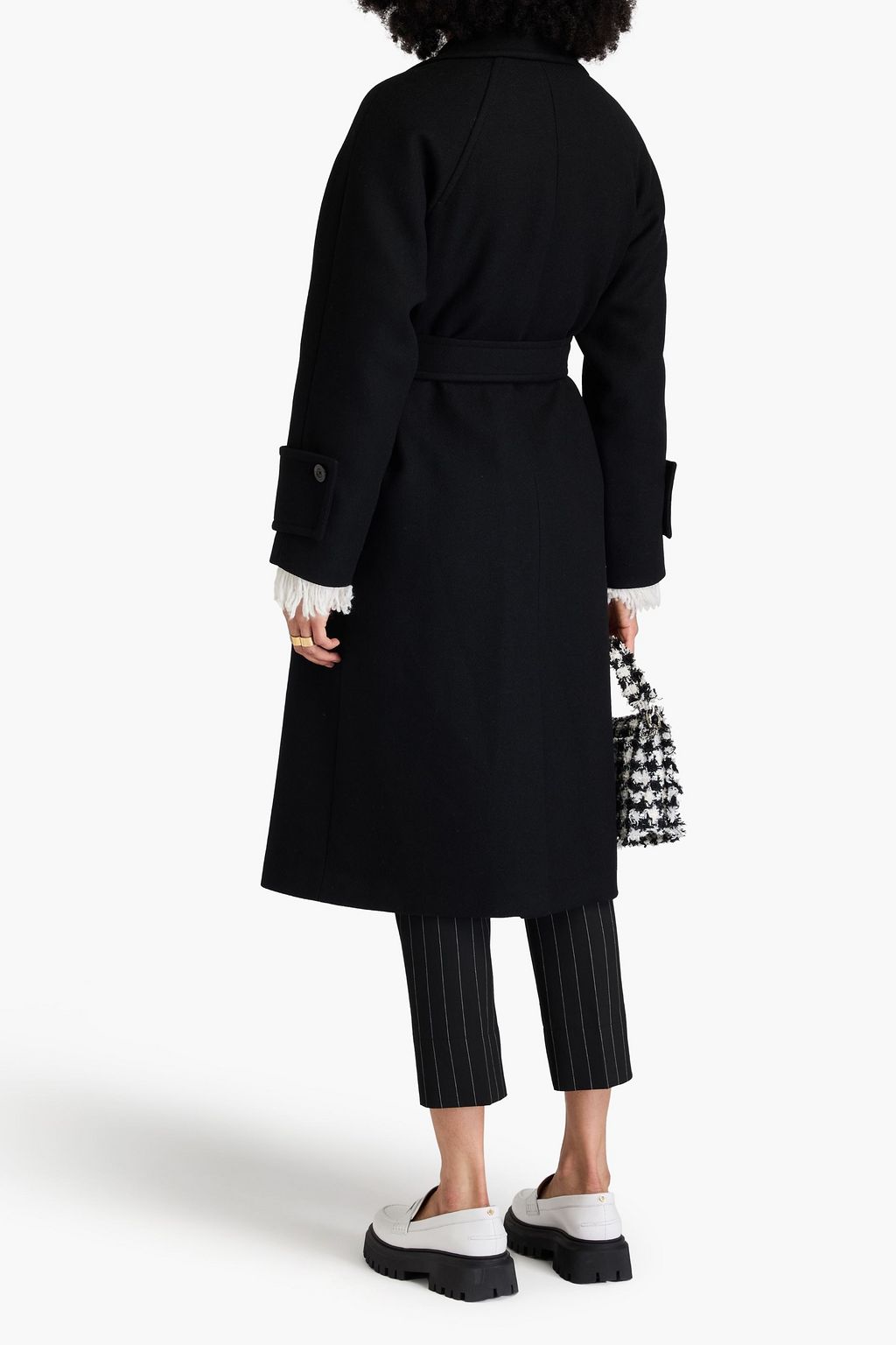 CLAUDIE PIERLOT 더블 브레스티드 울 혼방 트윌 벨티드 코트