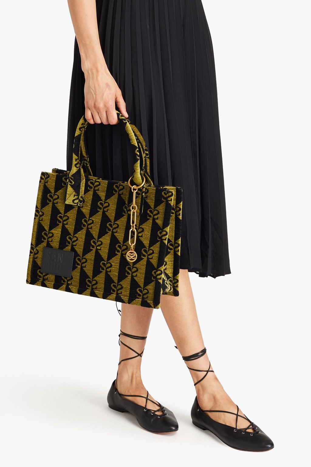 SANDRO Velvet-jacquard tote