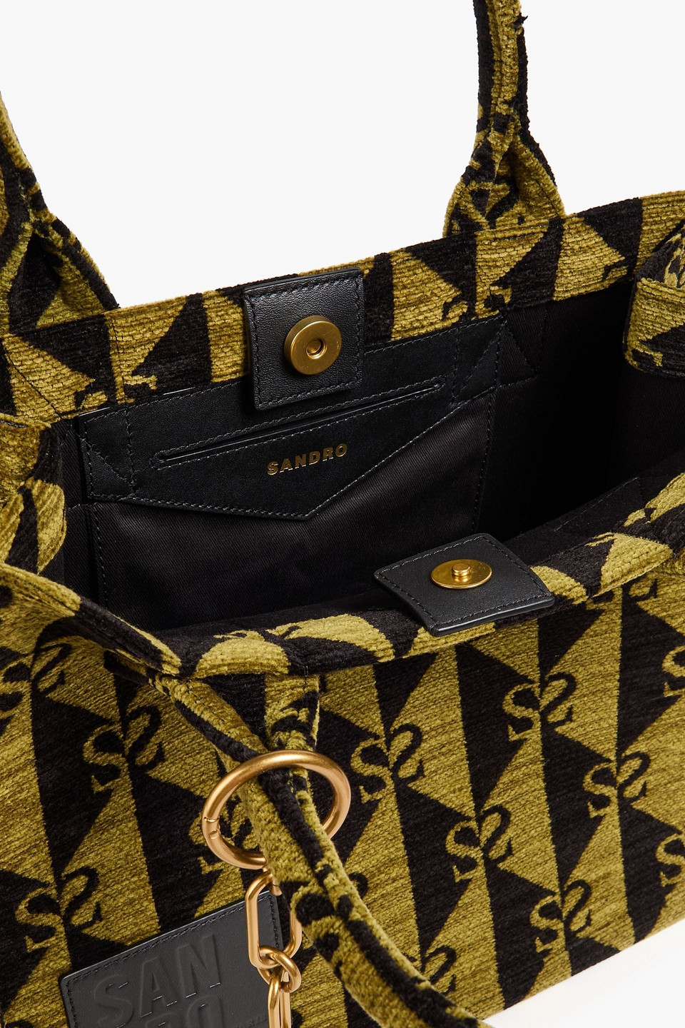 Sandro Velvet Tote In Army Green