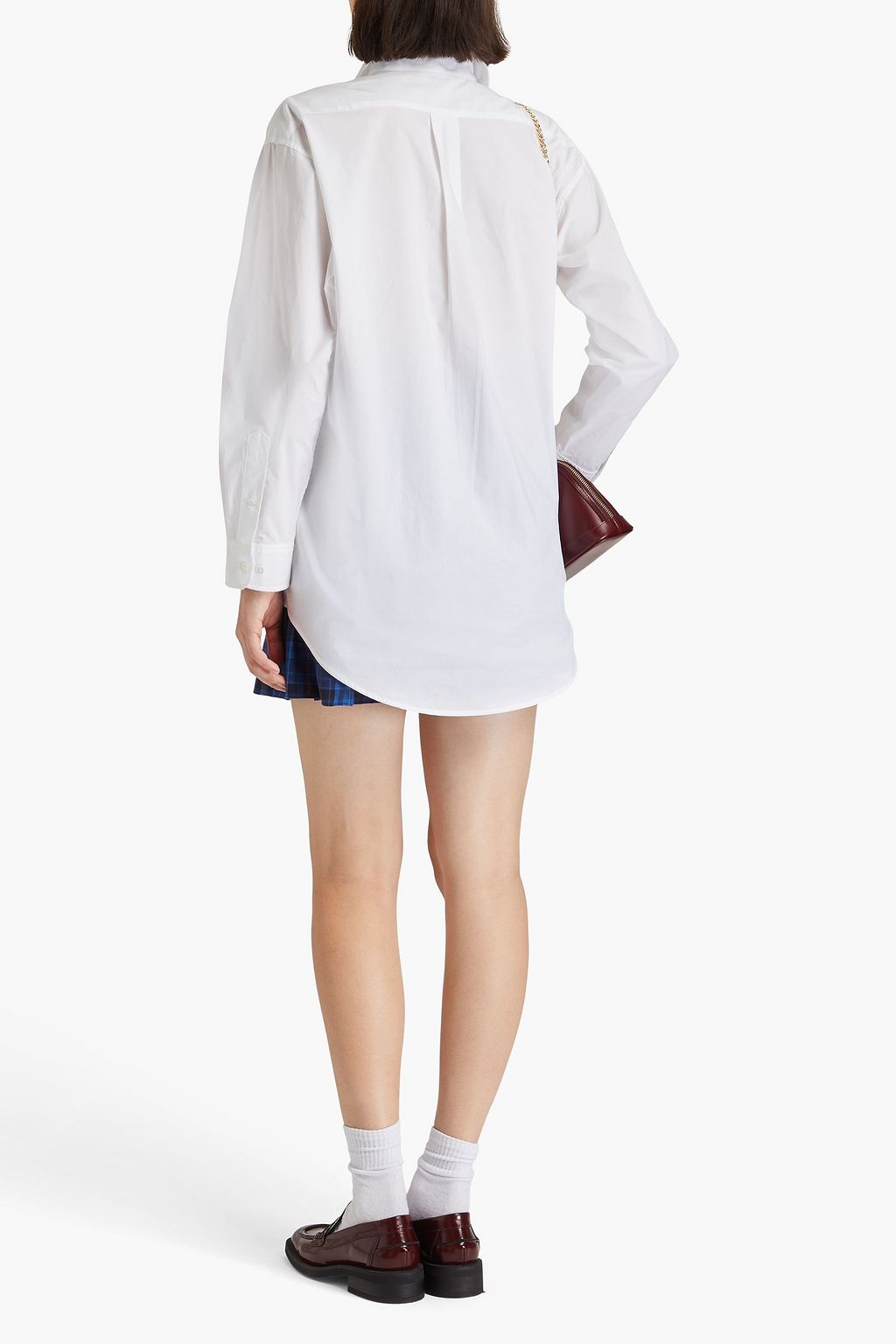 SANDRO Embroidered cotton-poplin shirt