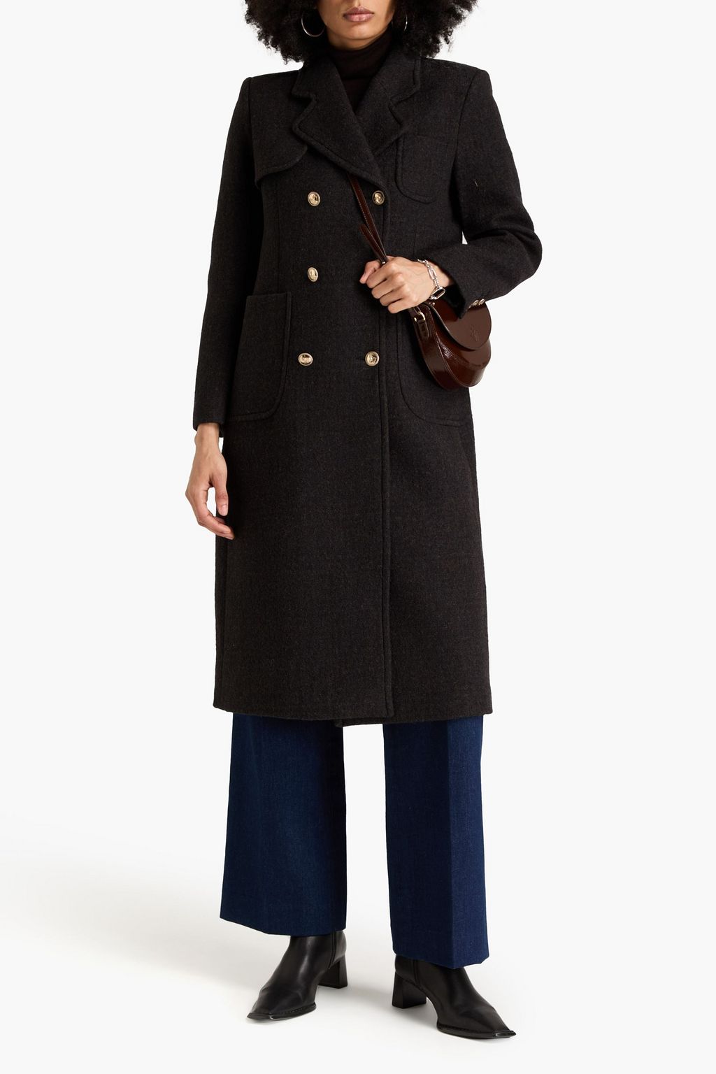 SANDRO Double-breasted wool-felt coat