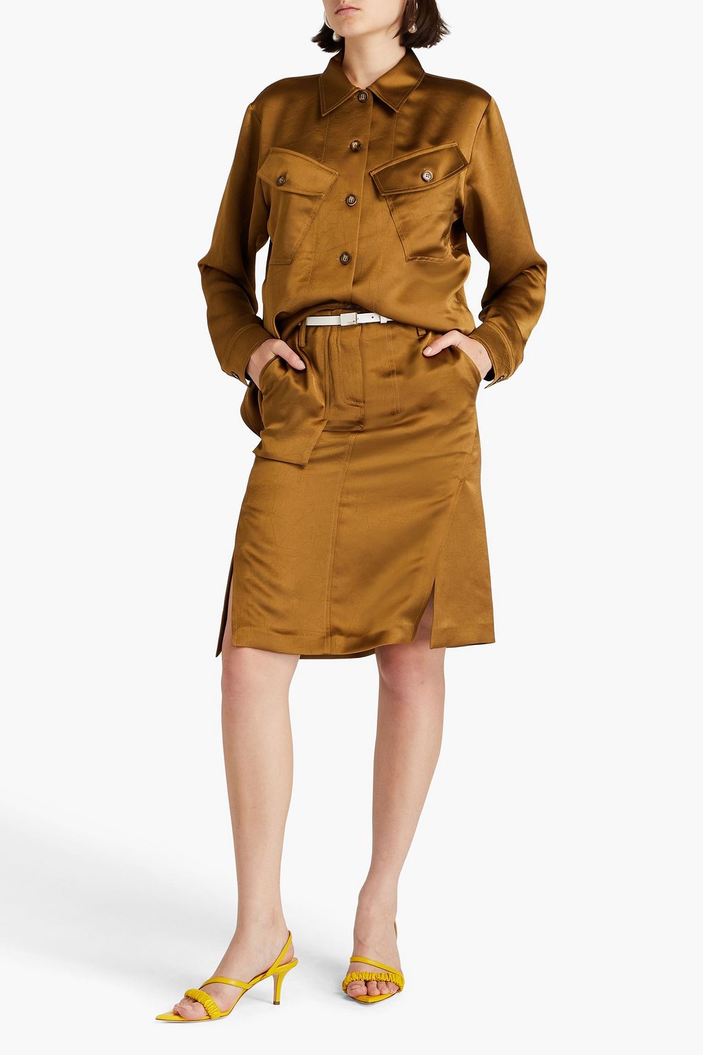VICTORIA BECKHAM Crinkled crepe-satin skirt