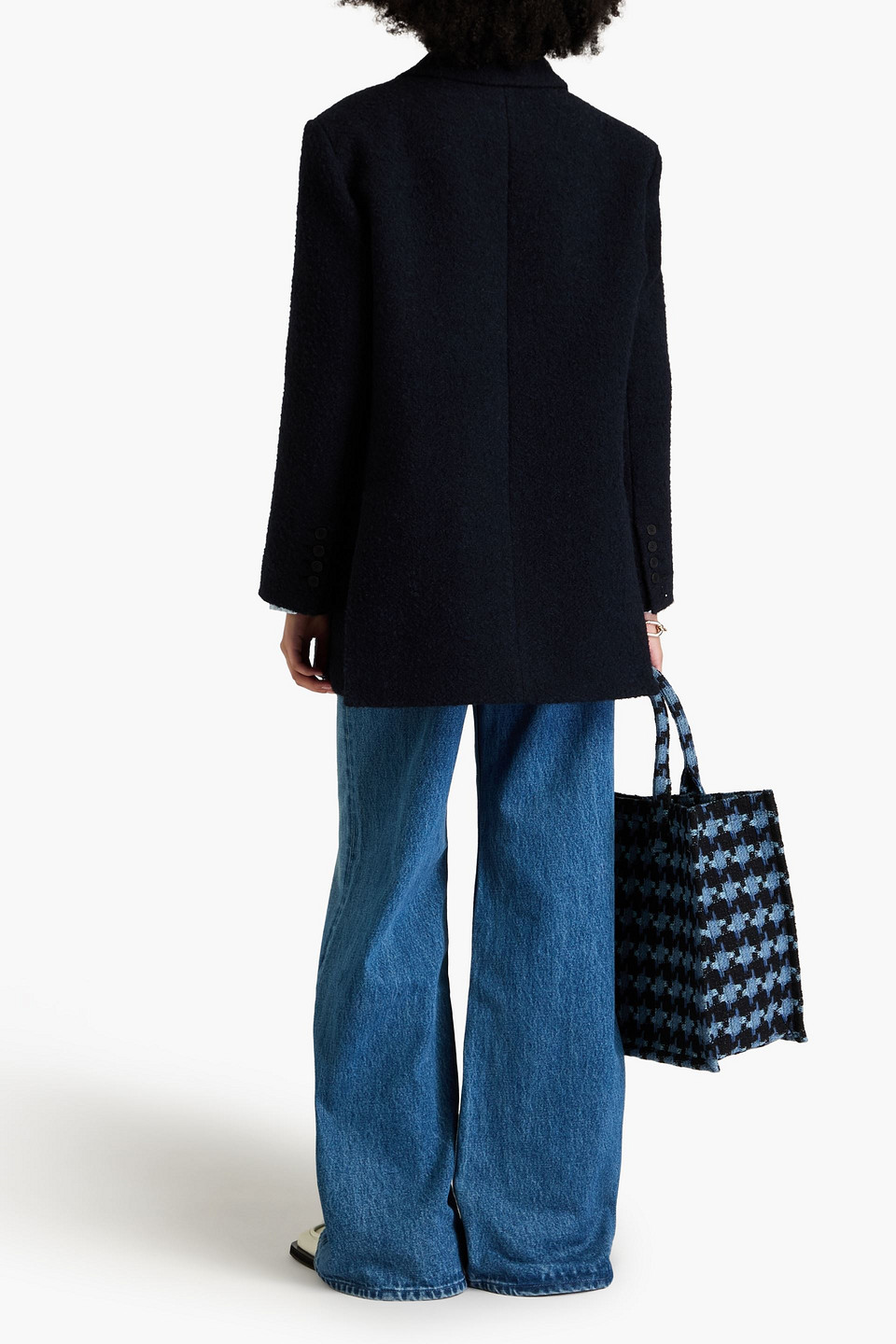 Sandro Bouclé-tweed Blazer In Navy