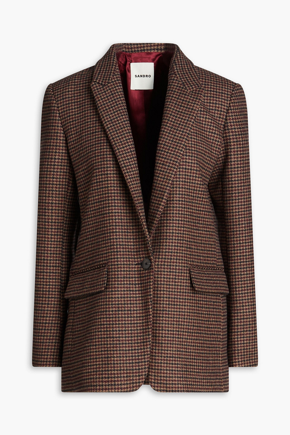 Sandro Houndstooth Wool-blend Blazer In Neutral