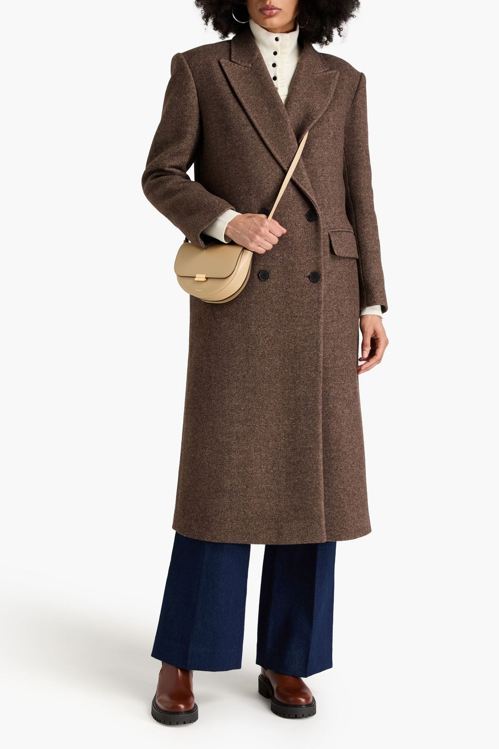 SANDRO Double-breasted wool-blend coat
