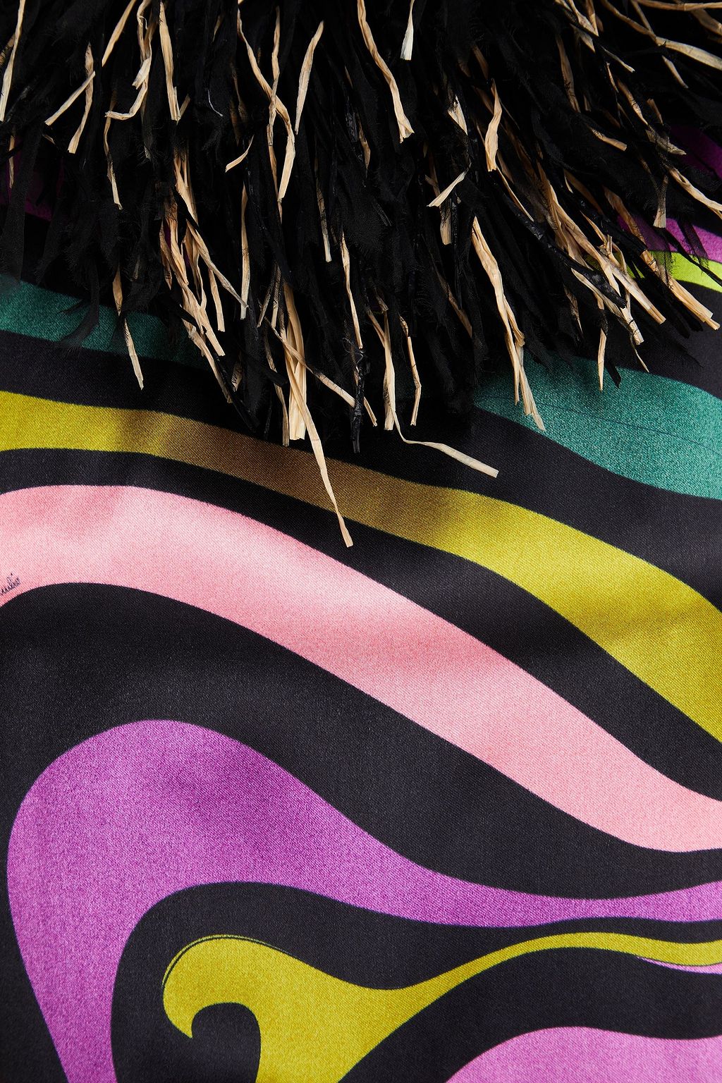 PUCCI فستان قصير من الساتان مزيّن بطبعات وبشرّابات