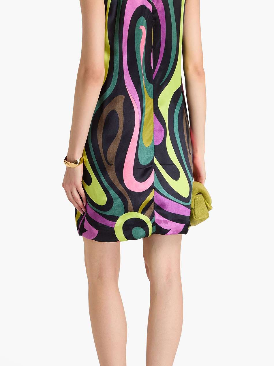 fringed printed satin mini dress