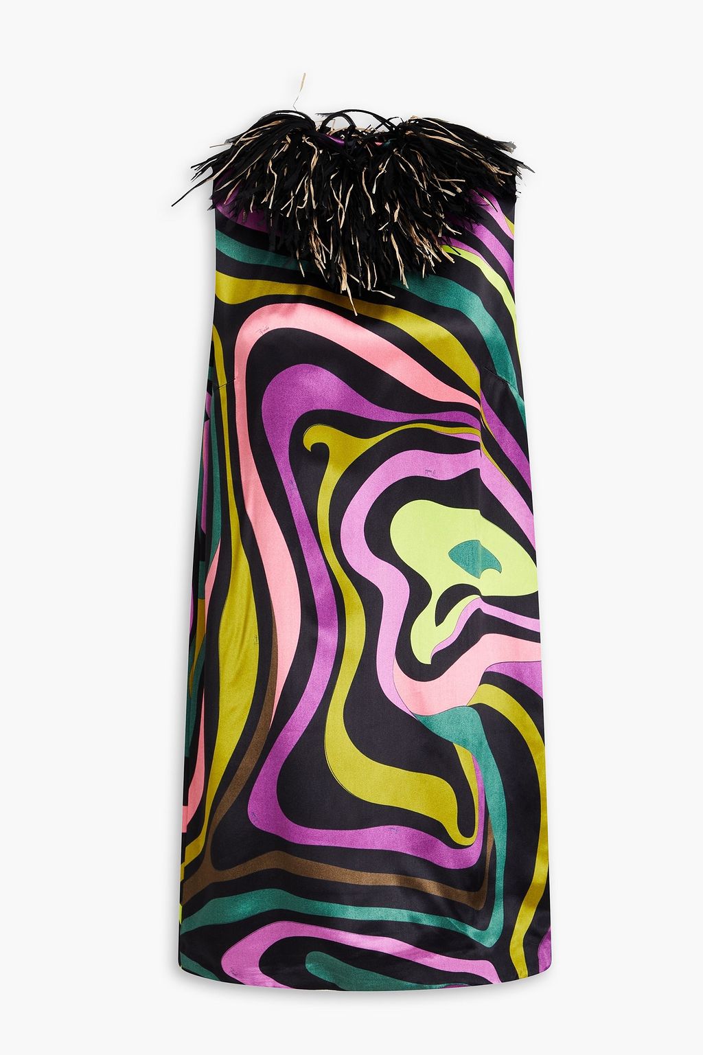 PUCCI Fringed printed satin mini dress THE OUTNET
