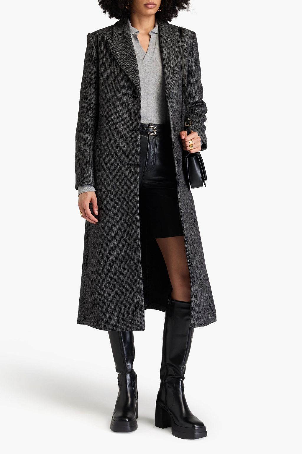CLAUDIE PIERLOT Mantel aus Tweed mit Fischgratmuster