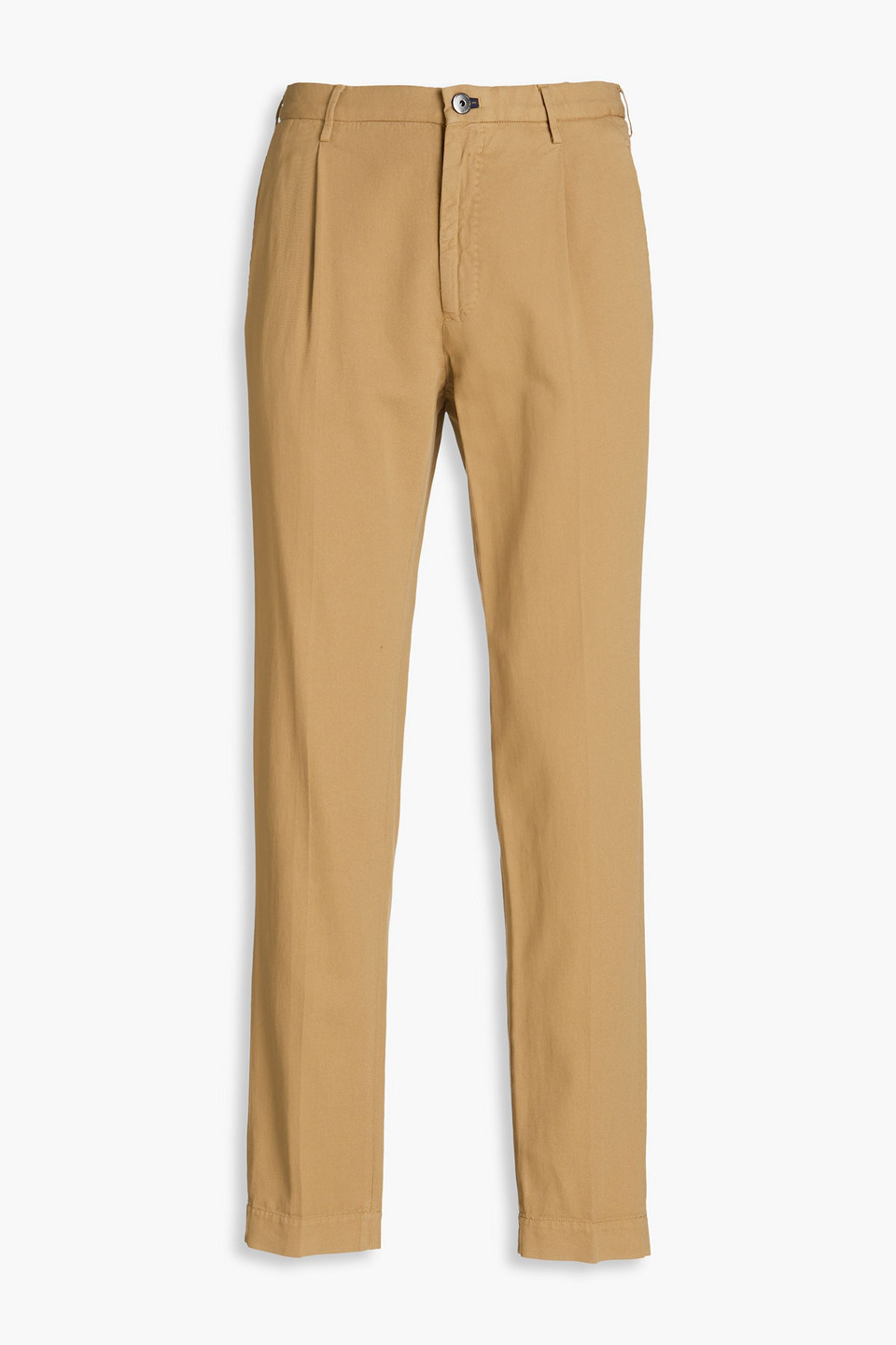 Slowear Incotex Pleated Cotton And Linen Blend Twill Chinos In Sand