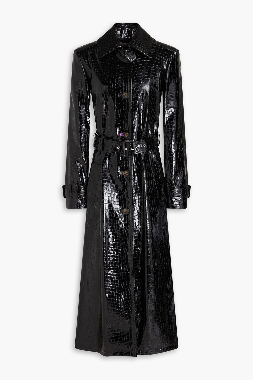 Faux croc effect leather trench coat black IT 38