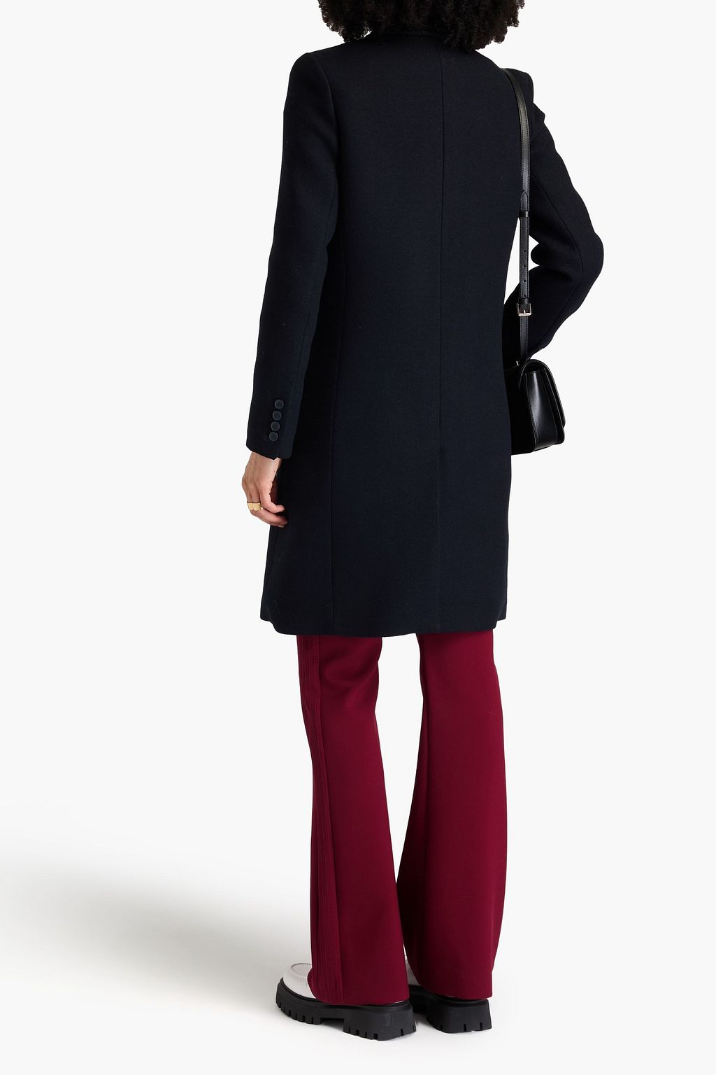 CLAUDIE PIERLOT 더블 브레스티드 울 혼방 트윌 벨티드 코트