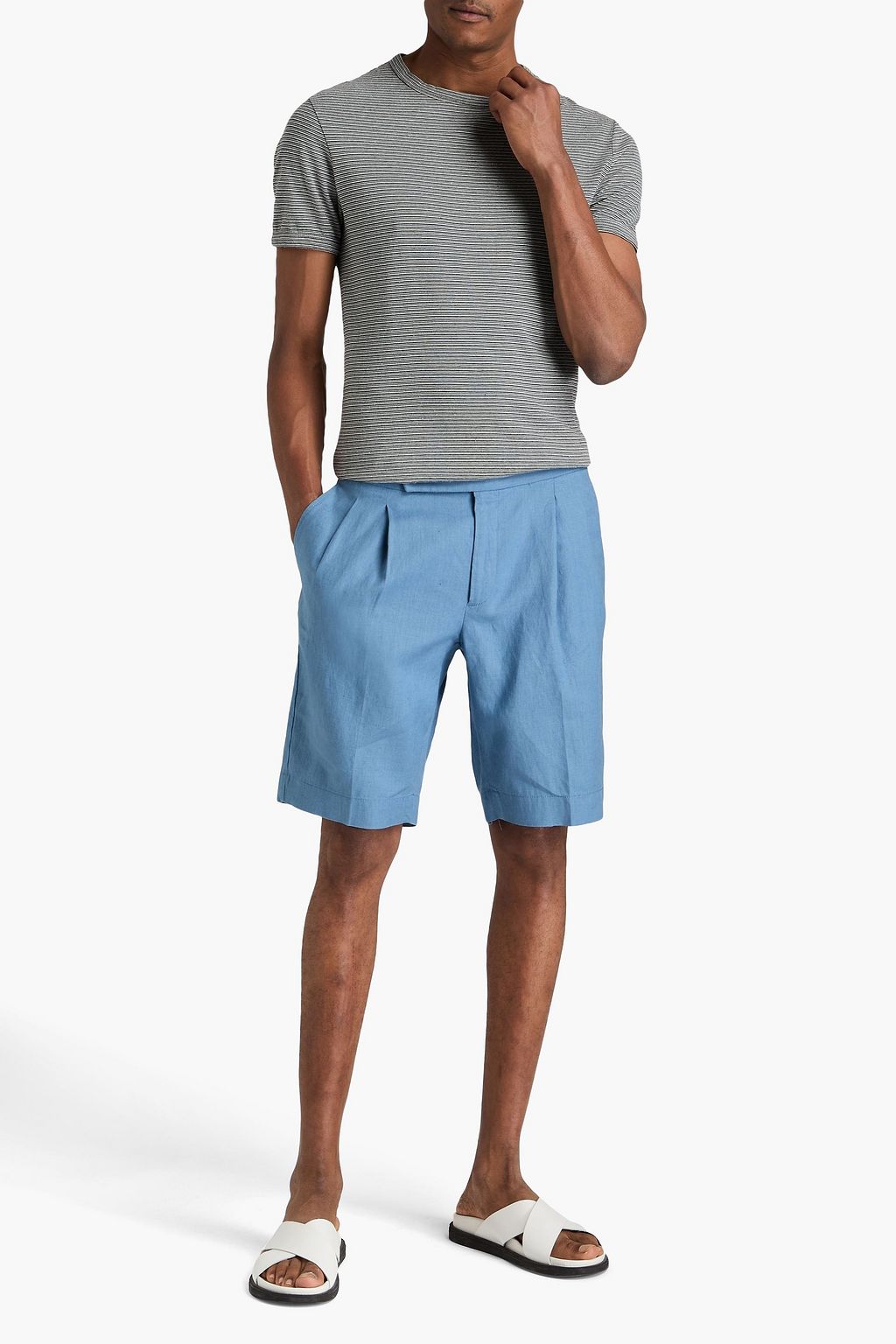 SLOWEAR Incotex pleated linen chino shorts THE OUTNET