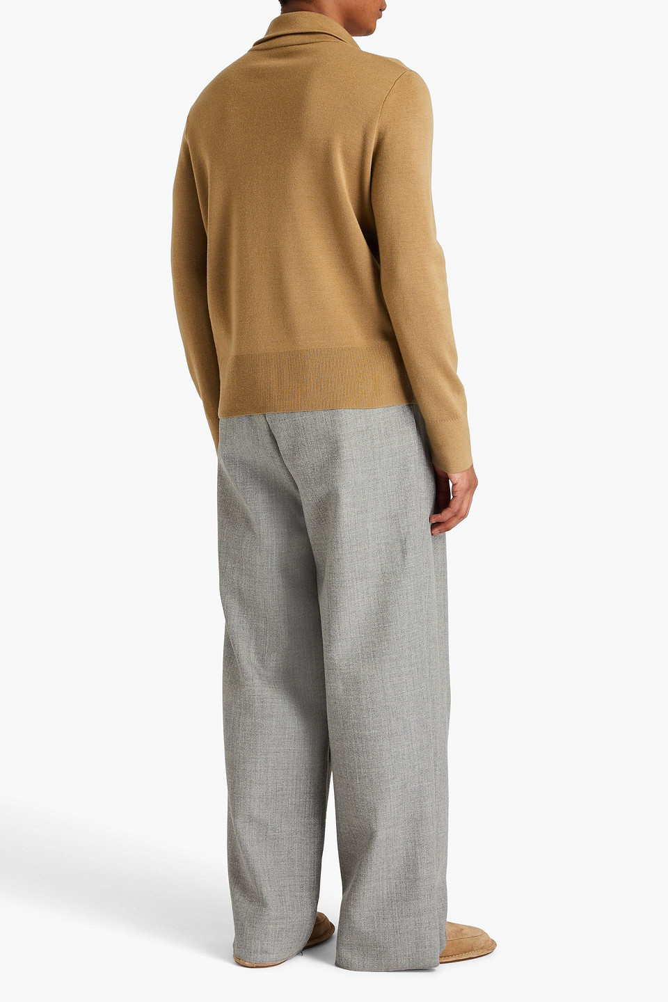 Sandro Wool-blend Zip-up Cardigan In Camel
