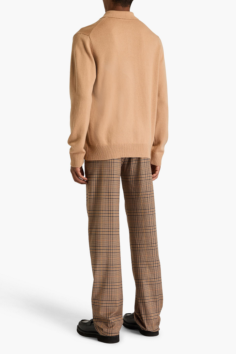 Sandro Wool And Cashmere-blend Polo Sweater In Sand