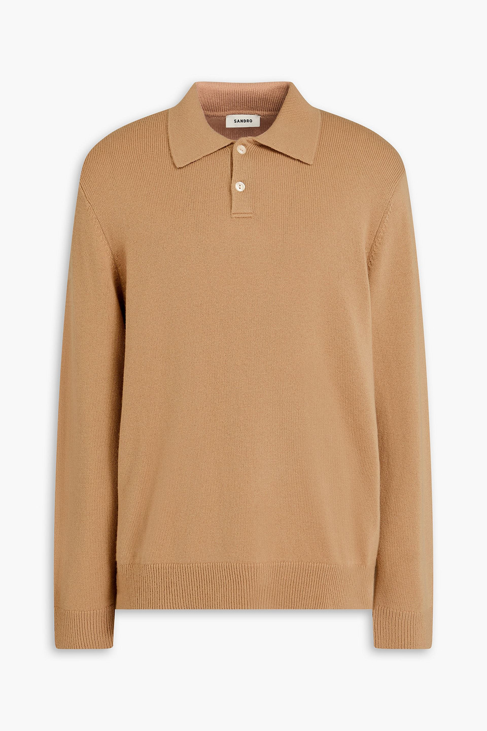Sandro Wool And Cashmere-blend Polo Sweater In Neutral