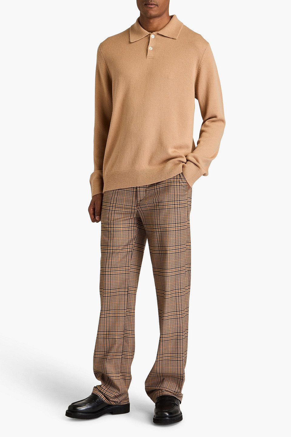 Sandro Wool And Cashmere-blend Polo Sweater In Sand