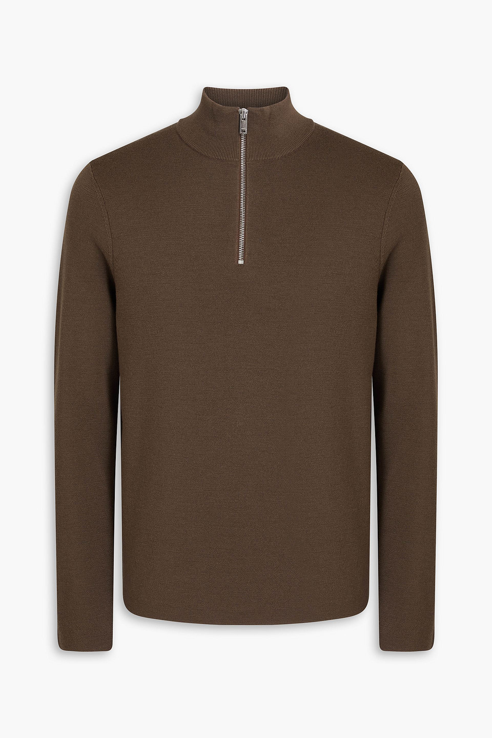 Sandro Wool Half-zip Sweater In Brown