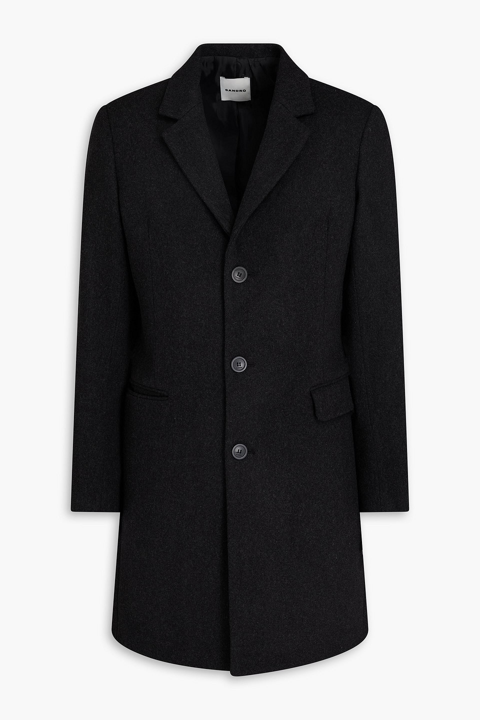 Sandro Wool-blend Felt Coat In Black
