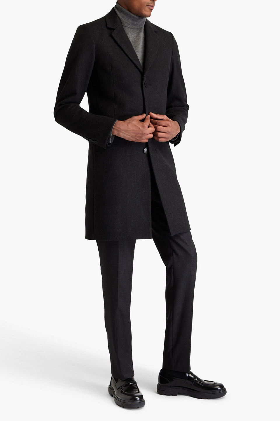 Sandro Wool-blend Felt Coat In Dark Gray
