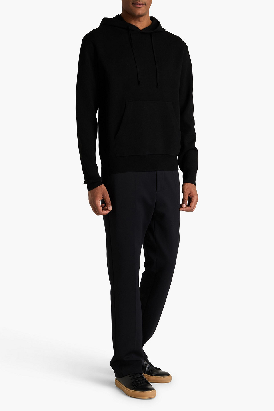 Sandro Knitted Hoodie In Black