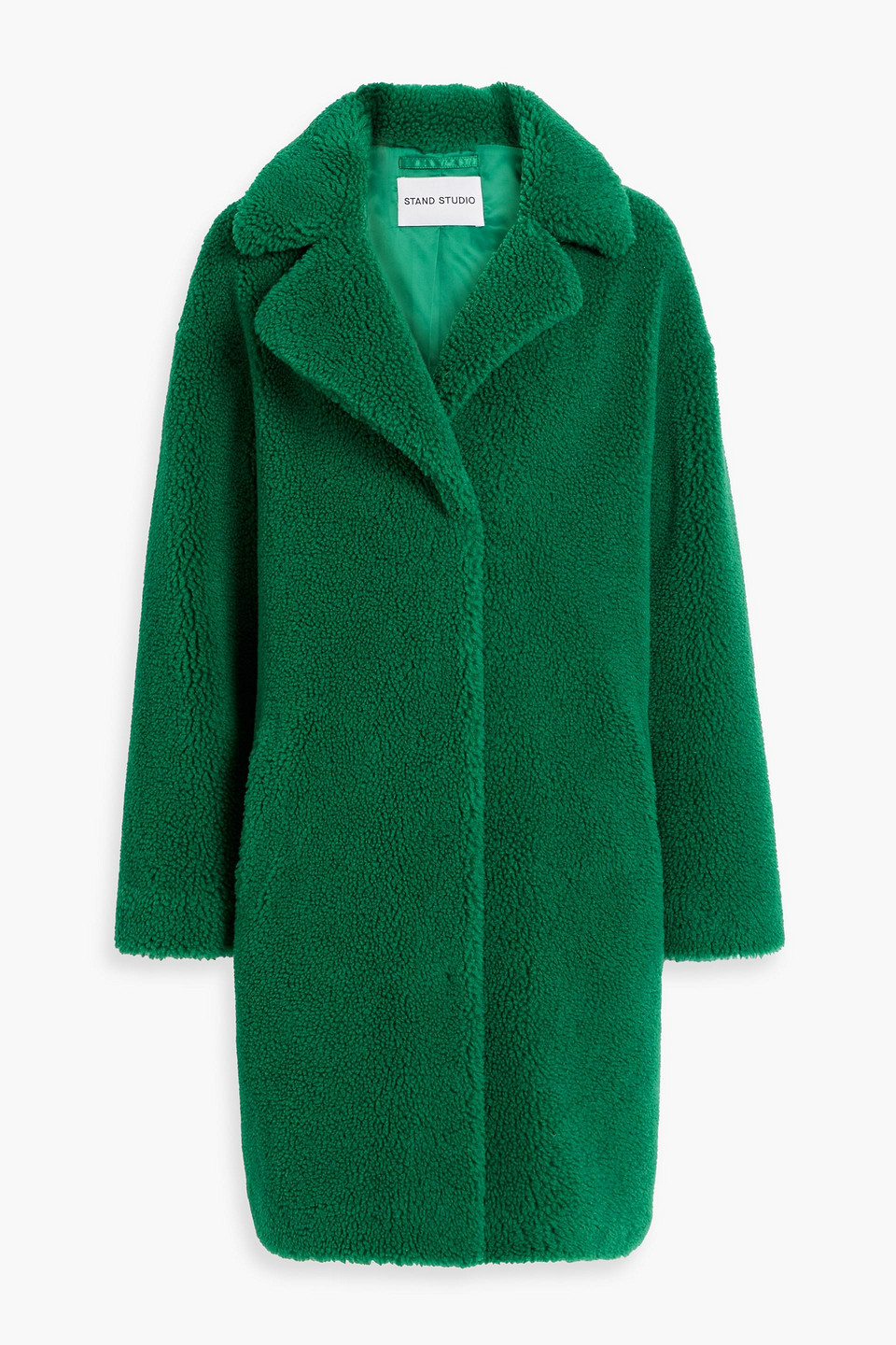Stand Studio Maria Oversized Faux Shearling Coat In Jade